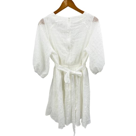 Petal & Pup white crepe puff sleeve mini dress - Picture 3 of 4